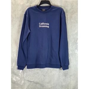 Cotton:On Men's Indigo Califronia Dreaming Graphic Crew Fleece Sweatshirt SZ L